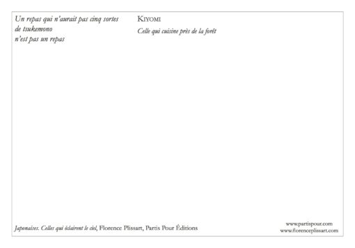 Carte postale Kiyomi - Japonaises. Celles qui éclairent le ciel, Florence Plissart, Editions Partis Pour
