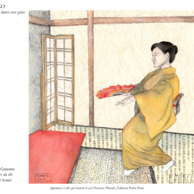 Reproduction "La Danseuse" tirée de "Japonaises. Celles qui éclairent le ciel" de Florence Plissart - Editions Partis Pour