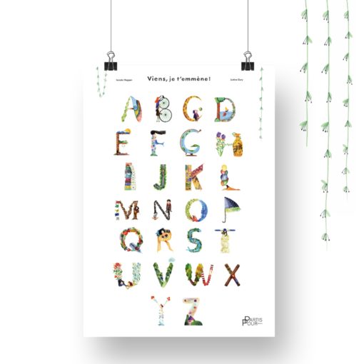 Affiche alphabet Viens je t'emmène ! Iocatsa Huppen Justine Gury